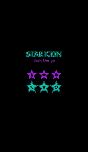 [LINE着せ替え] STAR ICON[黒×紫×緑]の画像1