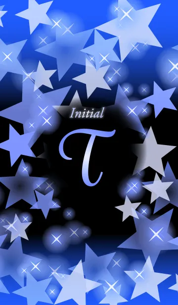 [LINE着せ替え] 【T】イニシャル❤️星-コバルトブルー-の画像1