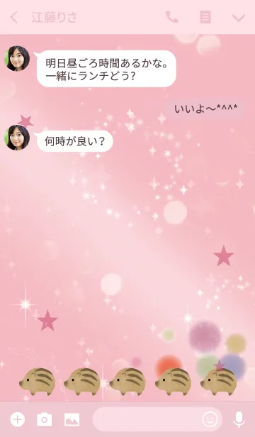 [LINE着せ替え] ピンク / 2019年運気を運ぶウリボーの画像3