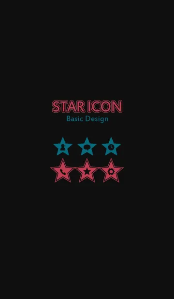 [LINE着せ替え] STAR ICON[ダークグレー×青緑×赤]の画像1