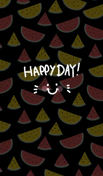 [LINE着せ替え] スマイル・スイカ-黒9-の画像1