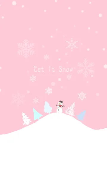 [LINE着せ替え] 雪大好き！雪だるまと雪の結晶（ピンク）の画像1