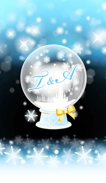 [LINE着せ替え] T＆A イニシャル❤️スノードーム水色の画像1