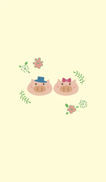 [LINE着せ替え] ロマンチックな豚のカップルの画像1