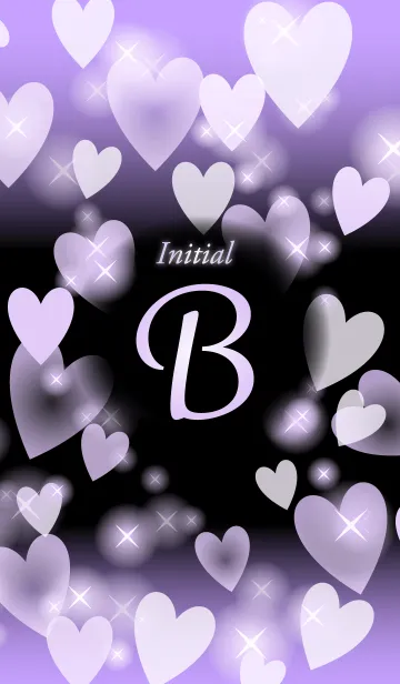 [LINE着せ替え] 【B】イニシャル❤️ハート-薄紫＆黒-の画像1