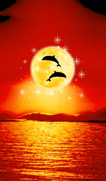 [LINE着せ替え] 2019年全ての運気が上がる♥ムーン＆イルカの画像1