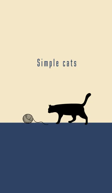 [LINE着せ替え] シンプルな猫 ネイビーベージュの画像1