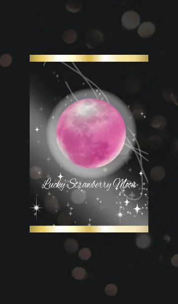 [LINE着せ替え] 黒＆白 / 運気UP！ストロベリームーンの画像1