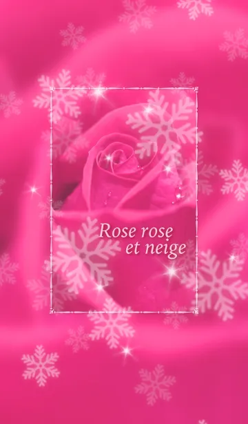 [LINE着せ替え] ピンクのバラに雪の結晶の画像1