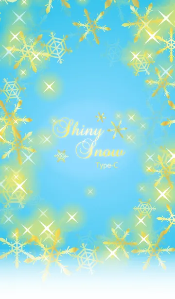 [LINE着せ替え] シャイニースノー☆☆☆Type-C 雪+水色+金の画像1