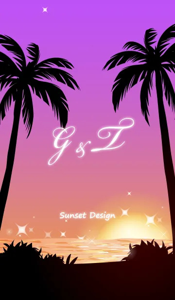 [LINE着せ替え] 【G＆T】イニシャル❤️サンセットビーチ2の画像1