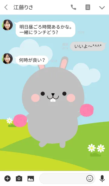 [LINE着せ替え] Lovely Gray Rabbit Duk Dik Theme (jp)の画像3