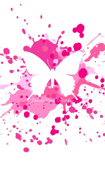 [LINE着せ替え] スプラッシュ・ペイント・蝶（ピンク×白）の画像1
