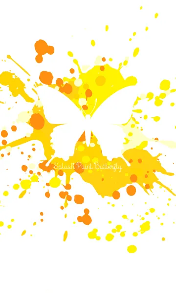 [LINE着せ替え] スプラッシュ・ペイント・蝶（黄色×白）の画像1