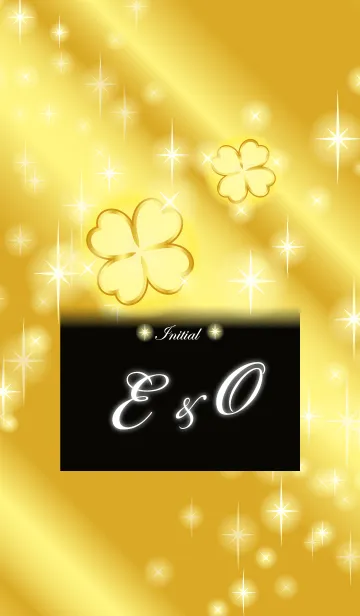 [LINE着せ替え] E＆O イニシャル 金運UP！ゴールドクローバーの画像1