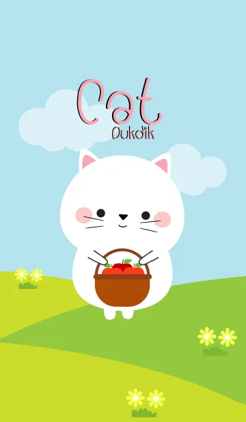 [LINE着せ替え] Lovely White Cat Duk Dik Theme (jp)の画像1