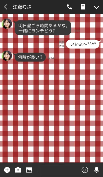 [LINE着せ替え] Gingham Check -Red-の画像3