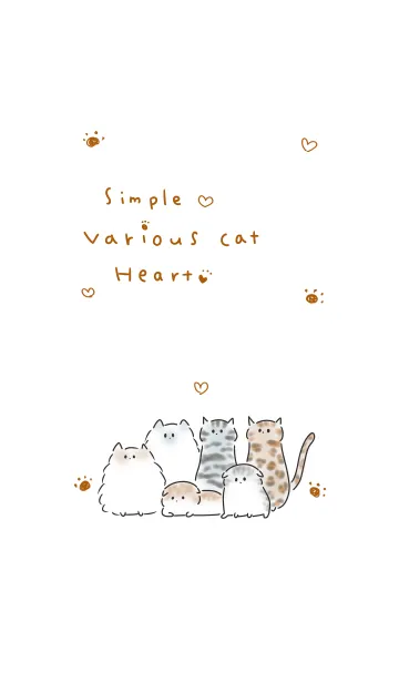 [LINE着せ替え] シンプル ねこ いっぱい ハートの画像1