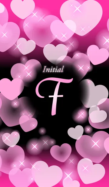 [LINE着せ替え] 【F】イニシャル❤️ハート-ピンク＆黒-の画像1