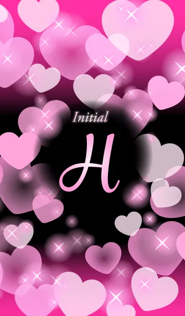 [LINE着せ替え] 【H】イニシャル❤️ハート-ピンク＆黒-の画像1