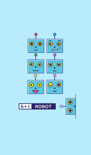 [LINE着せ替え] 6＋1ロボット■青の画像1