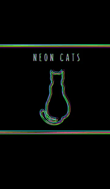 [LINE着せ替え] シンプルな猫 ネオンレインボーの画像1