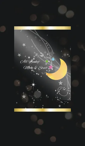 [LINE着せ替え] 黒＆白 / 全運気UP！ 水彩の月と星の画像1