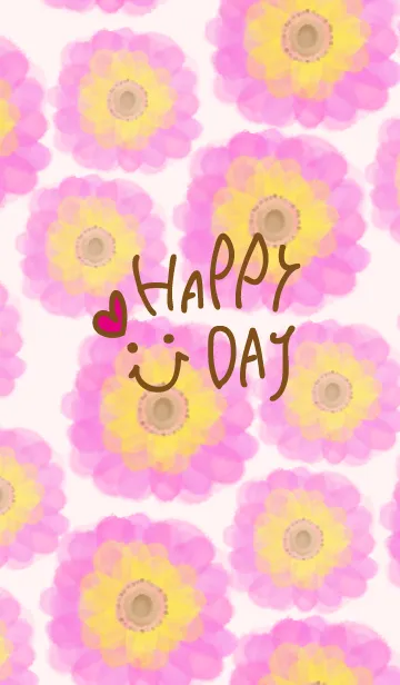 [LINE着せ替え] 水彩ピンクお花-スマイル7-の画像1