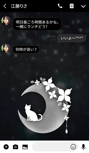 [LINE着せ替え] 幸せ月の猫 〜モノクロ〜の画像3