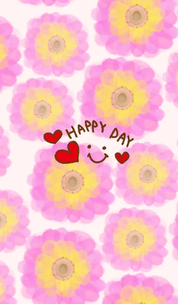 [LINE着せ替え] 水彩ピンクお花-スマイル16-の画像1