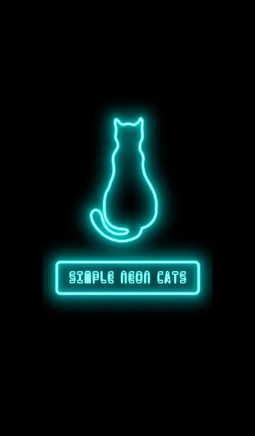 [LINE着せ替え] シンプルな猫のネオン：ライトブルーの画像1