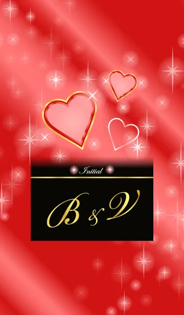 [LINE着せ替え] B＆V イニシャル 恋愛運UP！赤×ハートの画像1