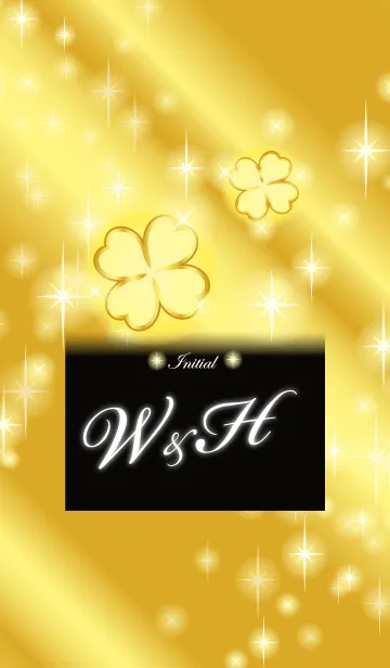 [LINE着せ替え] W＆H イニシャル 金運UP！ゴールドクローバーの画像1