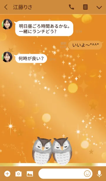 [LINE着せ替え] オレンジ / 福を呼ぶフクロウの画像3
