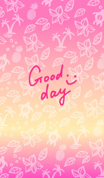 [LINE着せ替え] 夏 アロハ ピンク-スマイル22-の画像1