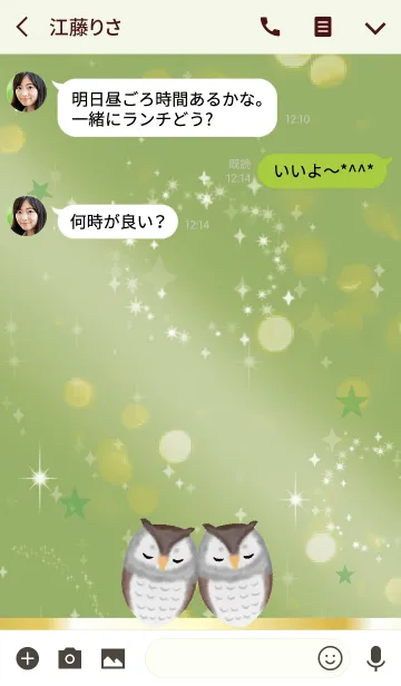 [LINE着せ替え] 黄緑 / 福を呼ぶフクロウの画像3