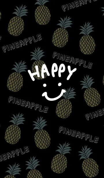 [LINE着せ替え] スマイル・パイナップル-黒28-の画像1