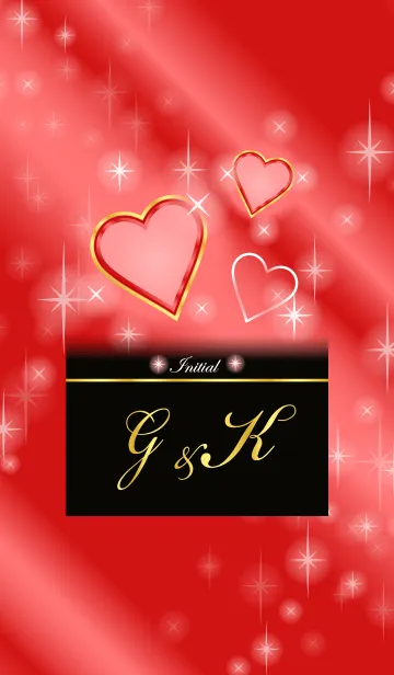 [LINE着せ替え] G＆K イニシャル 恋愛運UP！赤×ハートの画像1