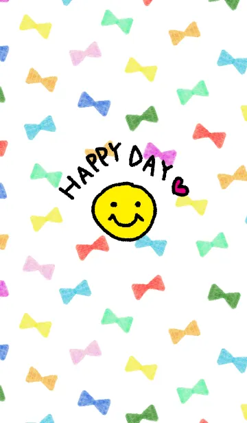 [LINE着せ替え] カラフルリボン-スマイル14-の画像1