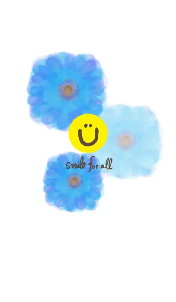 [LINE着せ替え] 水彩青お花-スマイル12-の画像1