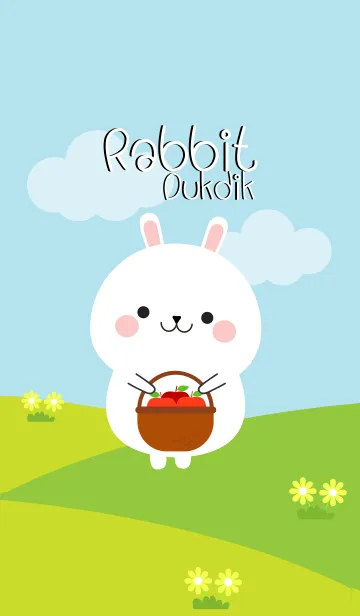 [LINE着せ替え] Lovely White Rabbit Duk Dik Theme (jp)の画像1