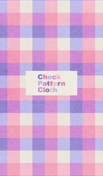[LINE着せ替え] チェックの布地 パステル 桃×紫の画像1