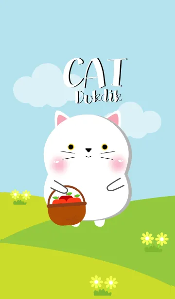 [LINE着せ替え] Poklok White Cat Dukdik Theme (jp)の画像1