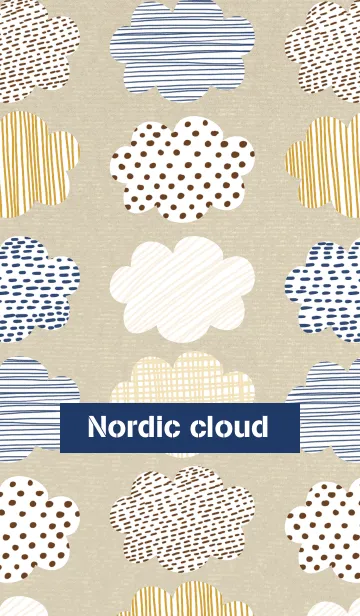 [LINE着せ替え] ベージュ×ブルーの北欧風の手書き雲の画像1