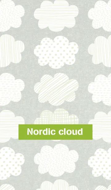 [LINE着せ替え] 黄緑色の北欧風の手書き雲の画像1