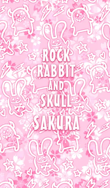 [LINE着せ替え] ロックなウサギとドクロちゃん・桜柄の画像1
