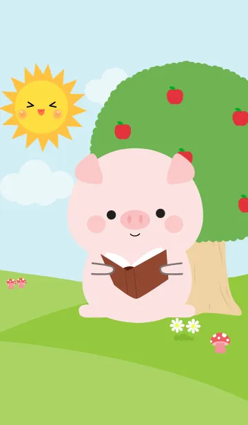 [LINE着せ替え] Lovely Pig in nature Theme (jp)の画像1