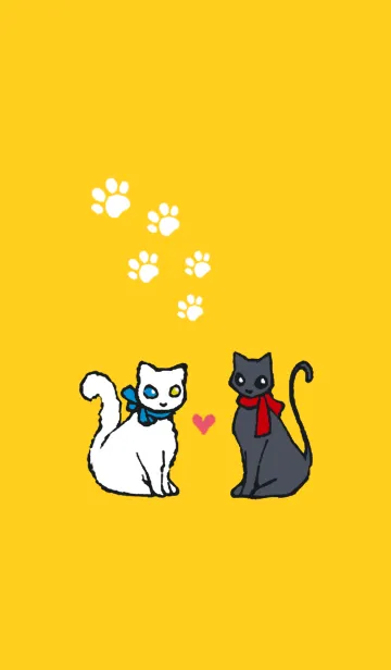 [LINE着せ替え] かわいい黒猫と白猫の画像1