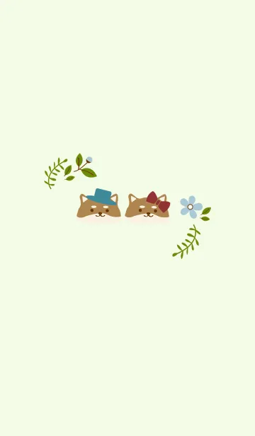[LINE着せ替え] 柴犬カップル - 花と植物の画像1