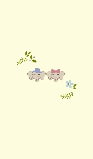 [LINE着せ替え] 象カップルファイル - 花と植物の画像1